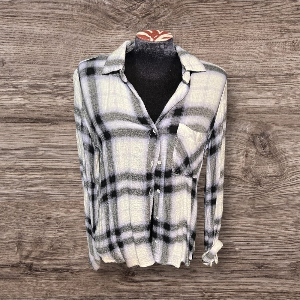 Bella Dahl Women’s Plaid Cozy Button Up Top Size XS